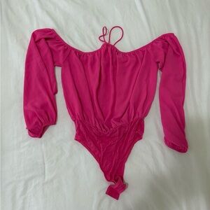 NWOT REVOLVE Sidney Off Shoulder Bodysuit in Hot Pink